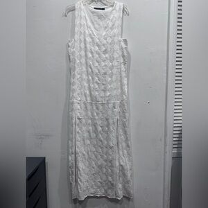 VIX Paula Hermanny White Maxi Dress v-neck cotton slits pattern design small